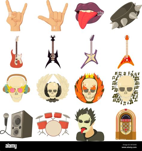 Rock music icons set, cartoon style Stock Vector Image & Art - Alamy