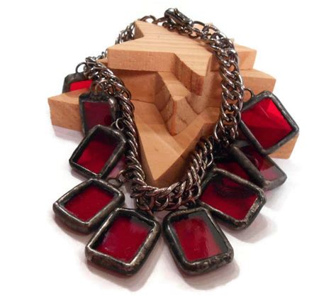 Red Glass Bracelet Stained Glass Bracelet Handmade Bracelet Jewelry ...