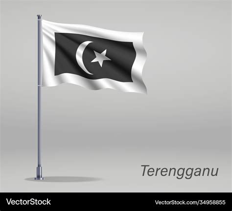 Waving flag terengganu - state malaysia Royalty Free Vector