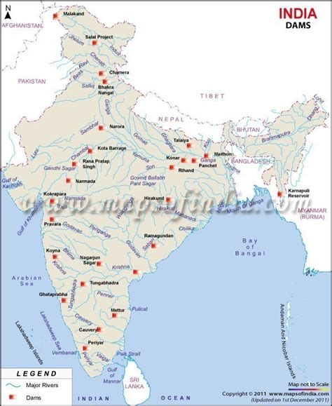 India political map with major rivers and dams marked in it