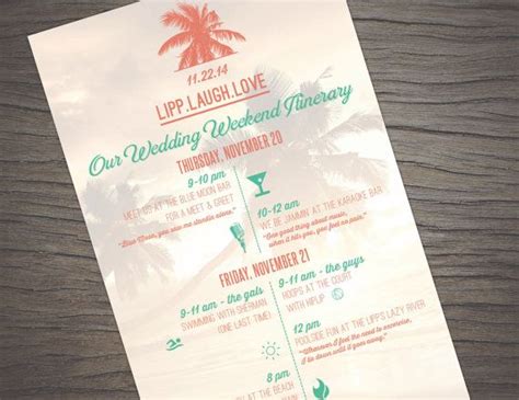 Personalized Wedding Itinerary Cards | Wedding itinerary template, Wedding itinerary ...