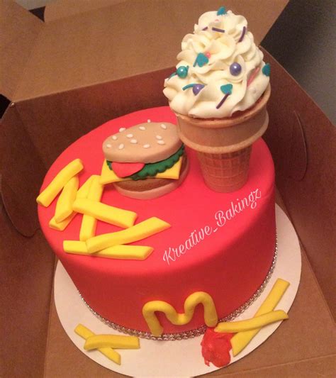 #MCDonalds Cake🍟🍔🍦 Instagram.com/Kreative_Bakingz Birthday Party Food, Birthday Cakes, Mcdonalds ...