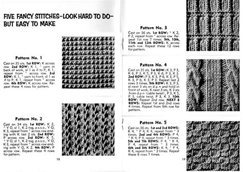 Five Fancy Knitting Stitches - Look Hard But Easy to Make - Vintage Crafts and More