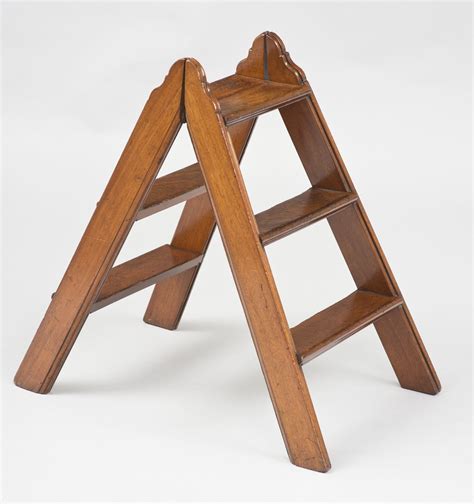 Mahogany Double Sided Folding Step Ladder, Circa 1870 The ladder is hinged in the center and ...