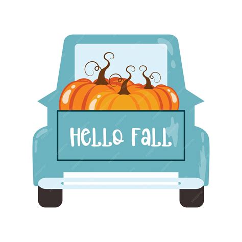 Premium Vector | Fall truck with pumpkins vector illustration