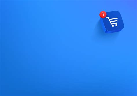 Vector wallpaper with blue button. Shopping cart concept. 3d vector ...