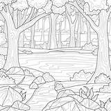 Forest And LakeColoring Book Antistress For Children Adults  sketch template