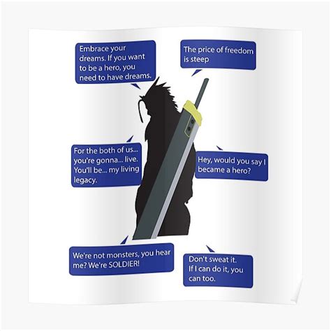 "Zack Fair Final Fantasy VII Quotes" Poster by pressstartprint | Redbubble