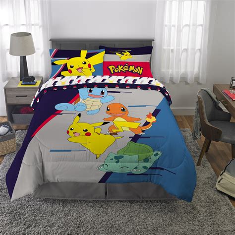 Pokemon Kids Microfiber Bed-in-a-Bag Bedding Bundle Set, Comforter and ...