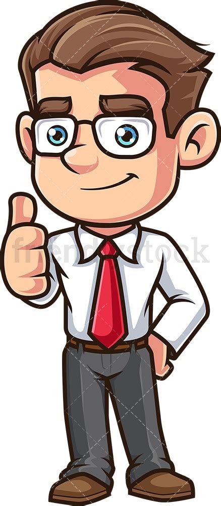 Employee Thumbs Up Cartoon Clipart Vector - FriendlyStock