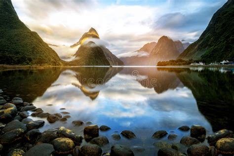 Beautiful Sunrise in Milford Sound, New Zealand Stock Photo - Image of ...