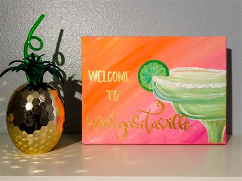 Welcome to Margaritaville Hand Lettered Canvas Quote Painting Wall Art ...