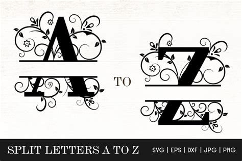 Floral Split Letters Monogram SVG - Alphabets Split Monogram