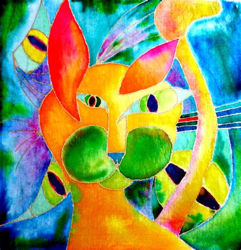 Catherine Vaganay Art Blog: Psychedelic Cat Serie, Test on Spraying