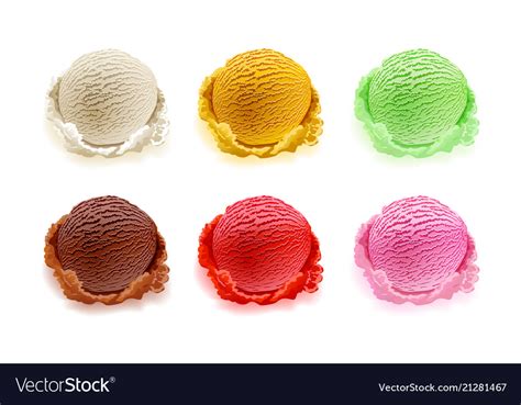 Set of ice cream scoops different colors Vector Image