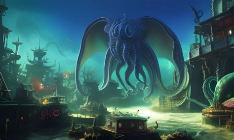 "Cthulhu is tripping in the underwater city of R’lyeh." - AI Generated Artwork - NightCafe Creator