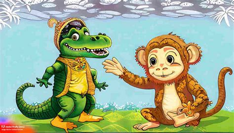 The Monkey and the Crocodile Story - KIDSgraphy