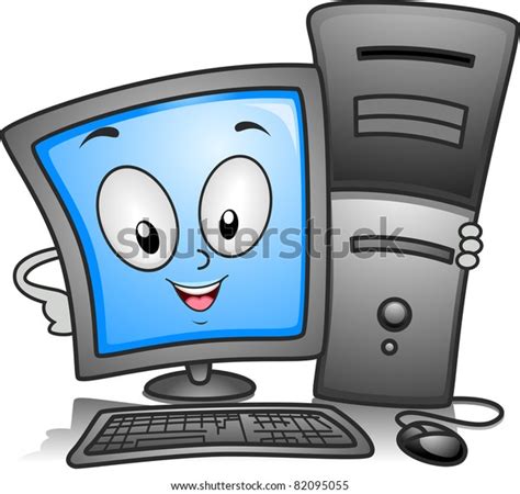 Illustration Computer Monitor Holding Cpu Close Stock Vector (Royalty ...