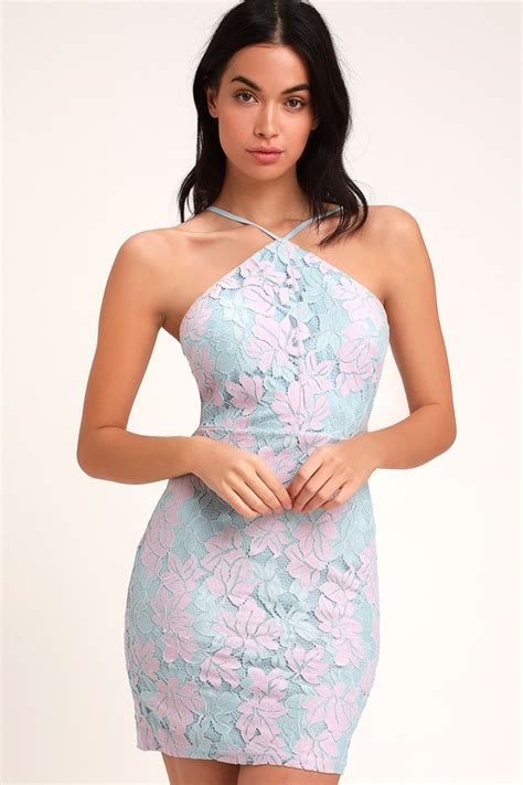 Cute Light Blue and Pink Dress - Lace Dress - Mini Dress - Lulus