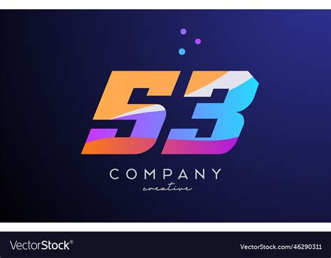 Colored number 53 logo icon with dots yellow blue Vector Image