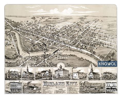 Beautifully restored map of Midland, Michigan from 1884 - KNOWOL