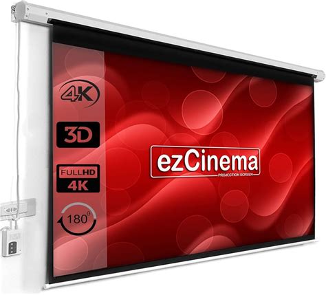 ezCinema projector screen 120 inch Diagonal UHD-3D-4K Ready Technology Motorized Projector ...