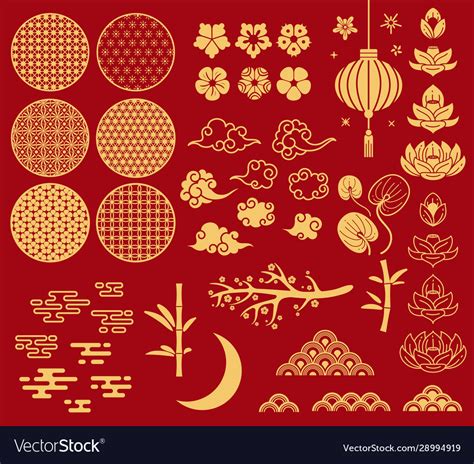 Chinese new year elements festive asian ornaments Vector Image