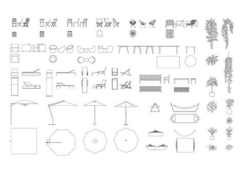 Outdoor Furniture DWG CAD Blocks in Plan and Elevation – Cadnature