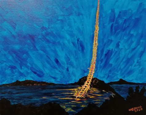 Sky Ladder Cai Guo Qiang Tribute, Painting by Wabyanko | Artmajeur