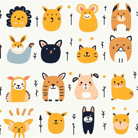 Premium Vector | Animal handdrawn doodle seamless pattern