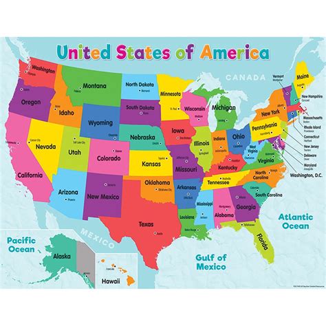 Colorful United States of America Map Chart - TCR7492 | Teacher Created Resources | Social Studies