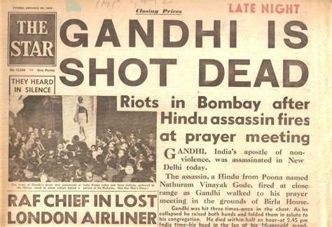 Gandhi assassinated 30th January 1948 | Indian history facts, Historical newspaper, History facts