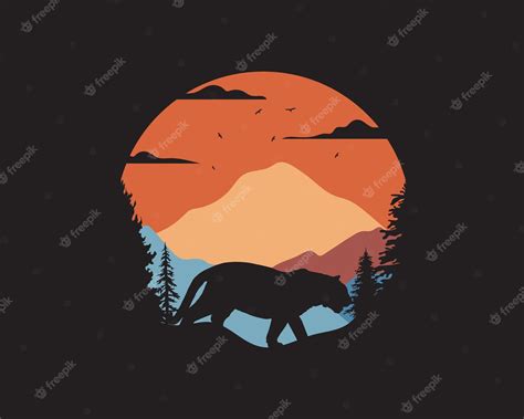 Premium Vector | Illustration of tiger and jungle silhouette