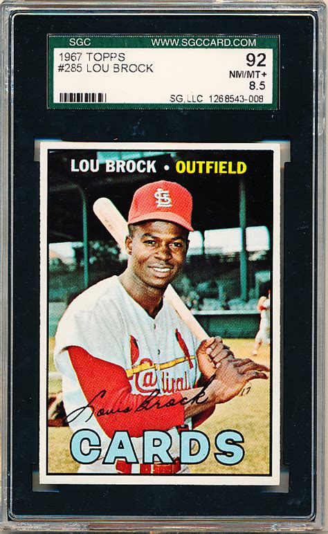 Lot Detail - 1967 Topps Baseball - #285 Lou Brock, Cards- SGC 92 (Nm ...