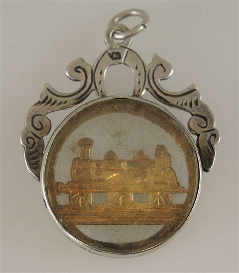 English silver TRAIN fob. Birmingham 1902 in Antique Watch Fobs & Seals