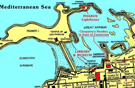 Map detailing the general location of the ancient Library of Alexandria, Egypt in relation the ...