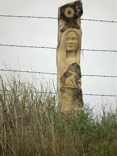 Post Rock Scenic Byway limestone carvings. Between Lake Wilson and ...