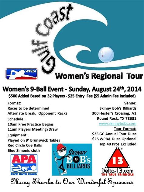 8/24/2014, Gulf Coast Women's regional tournament, Skinny Bobs ...