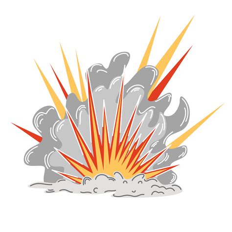 Explosion. Cartoon dynamite or bomb explosion, fire. Boom clouds and smoke element. Dangerous ...