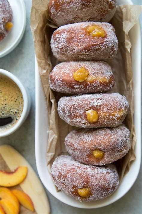 Peach Cream Filled Doughnuts - The Little Epicurean