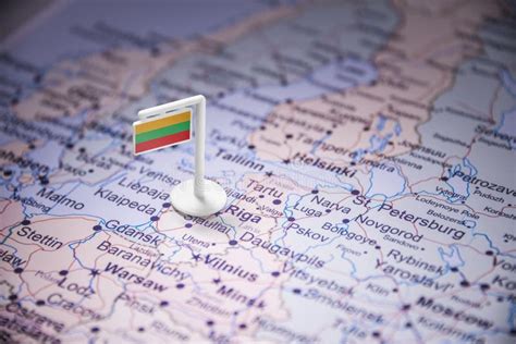 Lithuania Marked with a Flag on the Map Stock Photo - Image of marked, flag: 137709238