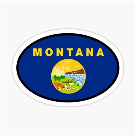 "Montana State Flag Oval Travel Bumper Sticker for your Car or Luggage ...