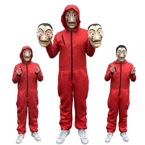 The Paper House Cosplay Costume La Casa De Papel Salvador Dali Costumes Money Heist Masks ...