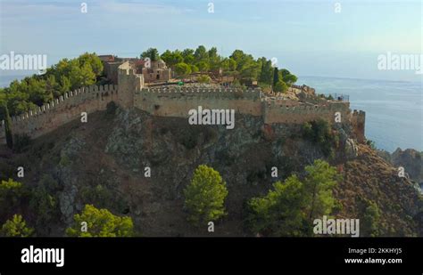 Couple on Alanya castle viewpoint of Alanya city, Turkey. Aerial view 4K Stock Video Footage - Alamy