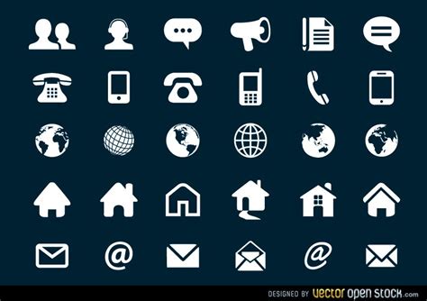 Contact Flat Icons Set Vector Download
