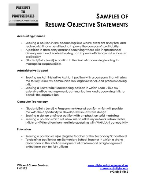 Career Objective Examples For It Professional