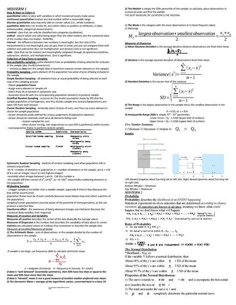 Biostatistics Cheat Sheet