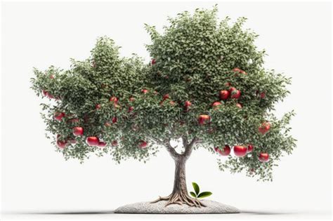 Red Apple Tree on White Background for Invitations and Posters. Stock ...