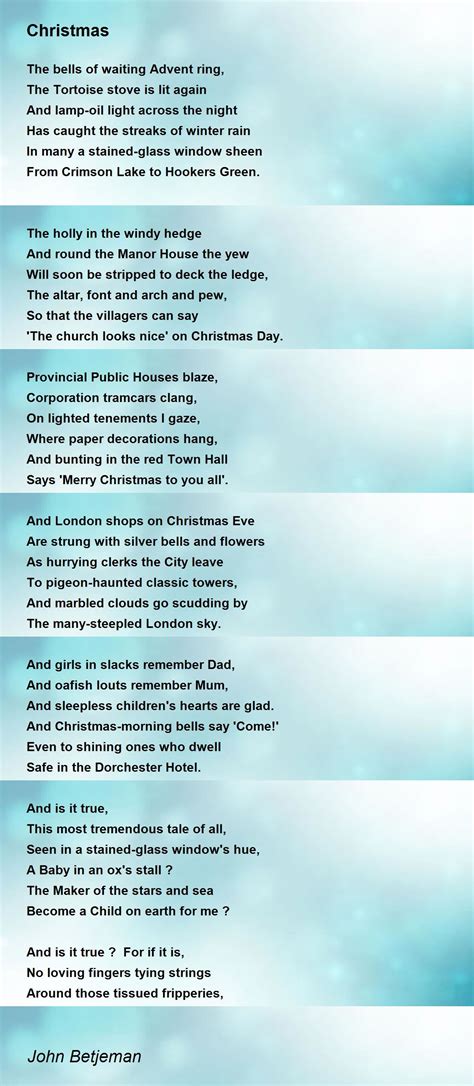 John Betjeman Christmas Poem