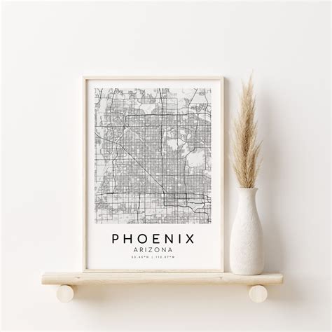 PHOENIX Arizona City Map, Map Poster, Blue and White Print, Wall Art ...